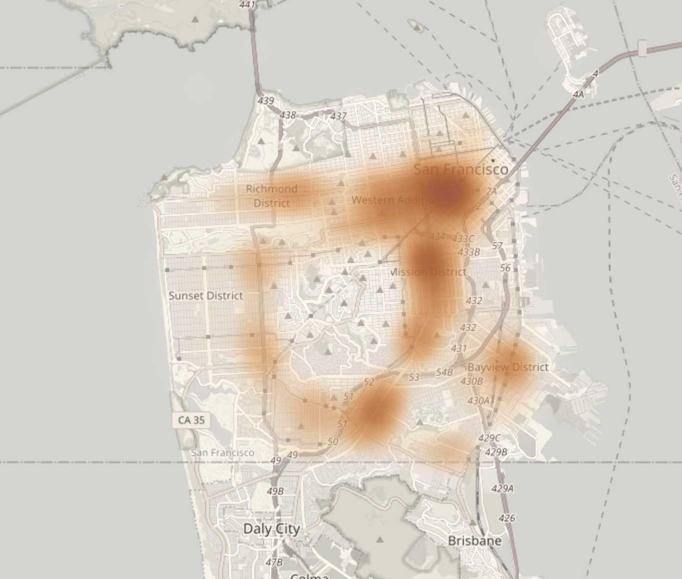 Stop density map