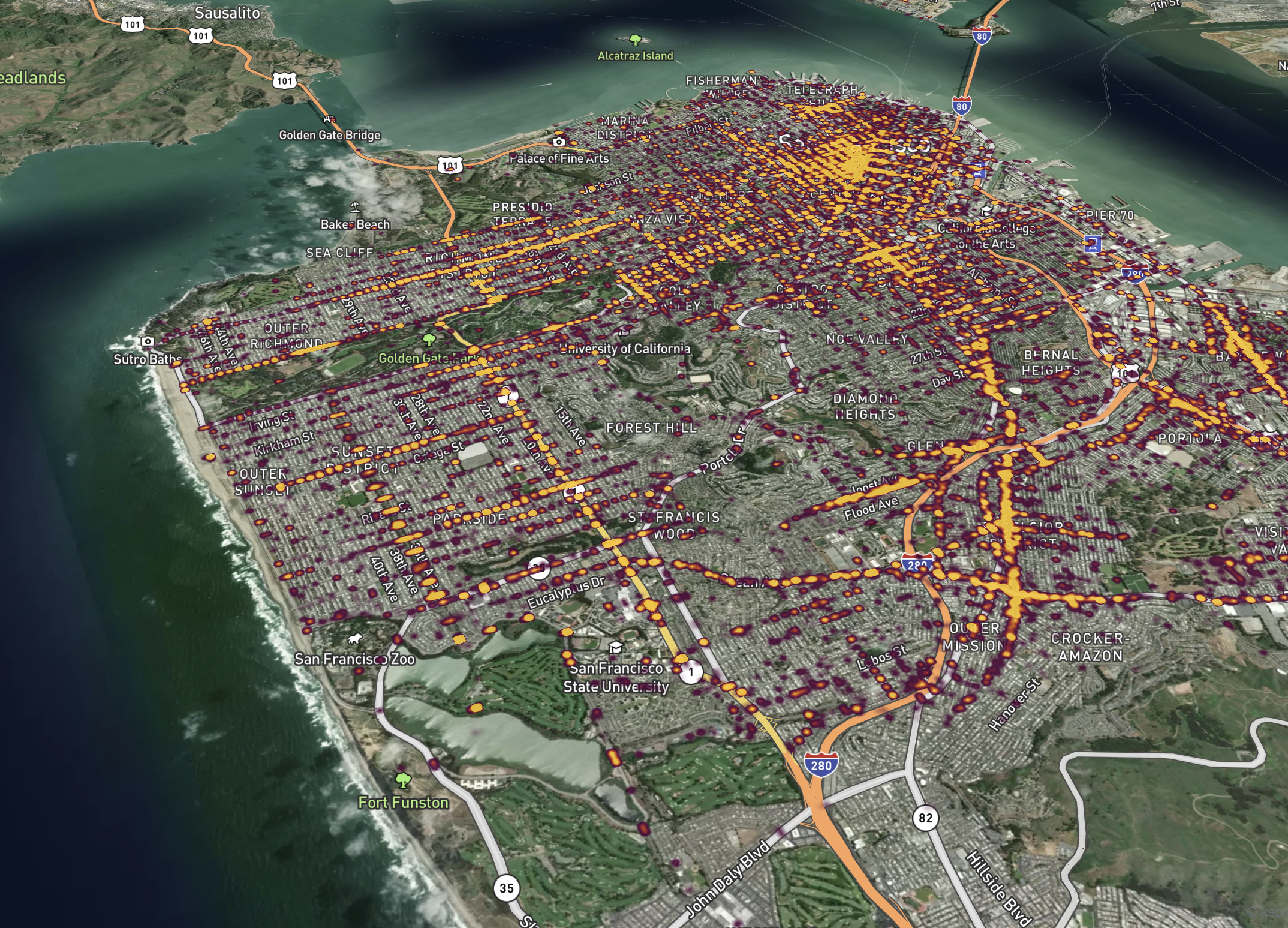 Stop density map